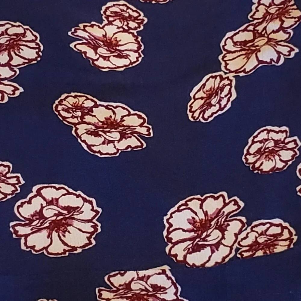 Elodie Blue, Red and White Wrap shirt with cap sleeves - Picture 5 of 7